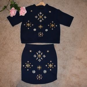 H&M Beaded Skirt & sweatshirt